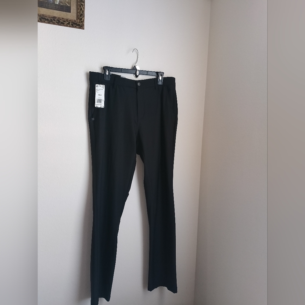 Adidas Pants Men 38 X 34 Black Trousers Casual Versatile Office Golf Academia